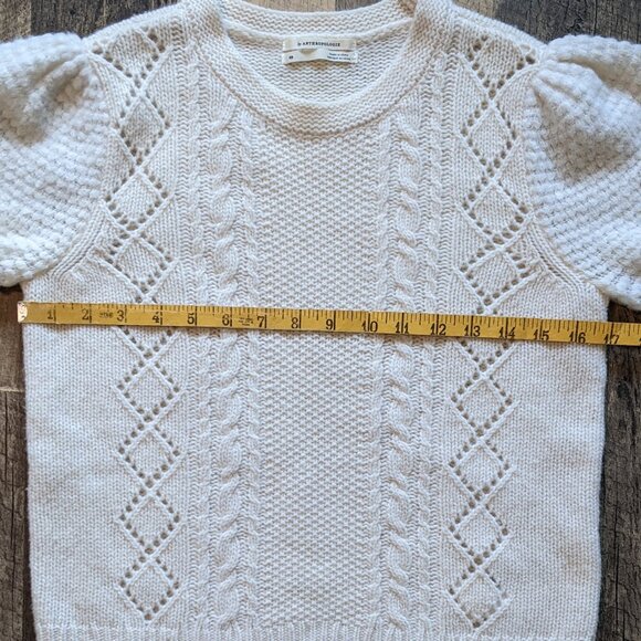 Anthropologie Elizabeth Pointelle Knit Sweater Lightweight Wool - Picture 7 of 7